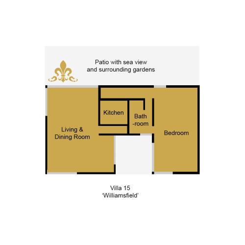 a diagram of a floor plan of aominium at Frenchman's Cove Resort in Port Antonio