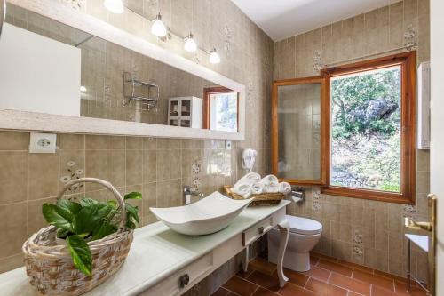 ein Bad mit einem Waschbecken und einem WC in der Unterkunft Es Puig de Ses Coves in Santa Eugènia