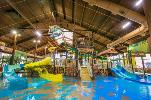 a water park with a water slide and slides at Timber Ridge Lodge and Waterpark in Lake Geneva
