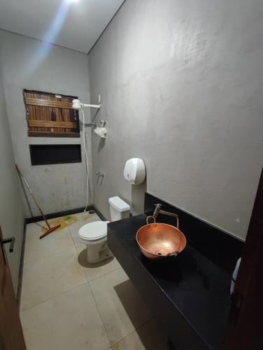 y baño con lavabo y aseo. en Sitio Cheiro Do Campo en Jaboticatubas