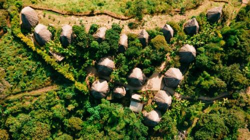 an aerial view of a group of large rocks at Ceiba by Masaya Collection in San Agustín