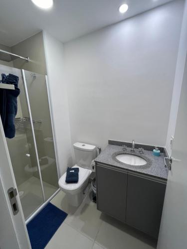 Koupelna v ubytování GRAY ONE - Apto novo, moderno, varanda, poucos passos da estação Luz