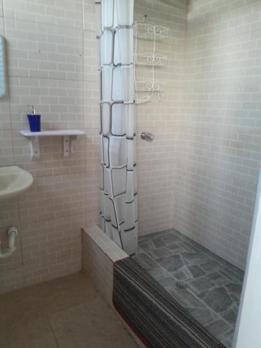 a bathroom with a shower and a sink at Mountain View Apartments #10 in Glanvillia