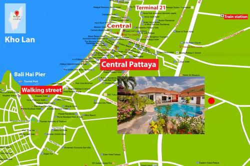 Pattaya Hill close to Walking St and City في Nong Prue: خريطة لمدينة باتيا المركزية