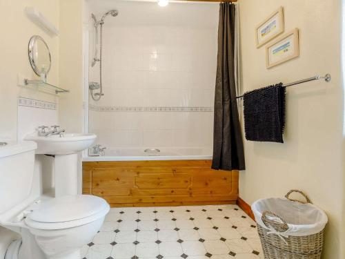 a bathroom with a toilet and a sink and a tub at 2 Bed in Holsworthy GFOXG in Sutcombe