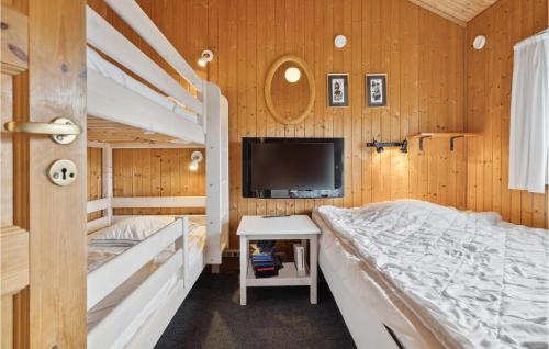 埃伯爾措夫特的住宿－3 Bedroom Amazing Home In Ebeltoft，一间带两张双层床和电视的卧室