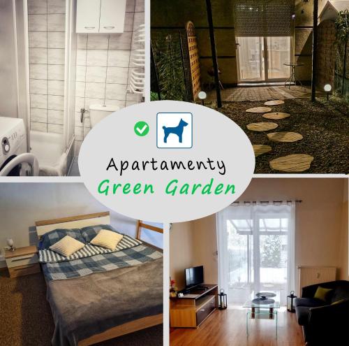 Ένα ή περισσότερα κρεβάτια σε δωμάτιο στο Apartamenty Green Garden