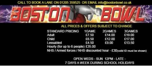 a flyer for a game with a price list at Lakeside Fishing Retreats in Boston