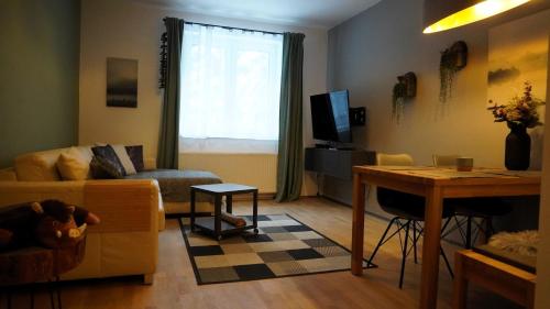 TV a/nebo společenská místnost v ubytování Apartmán u potoka