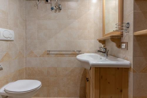 a bathroom with a toilet and a sink at Bilo al Piccolo Gufo in Andalo