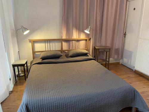 une chambre avec un grand lit avec deux oreillers dans l'établissement Pavillons Saint Pierre, à Saint-Germain-en-Laye