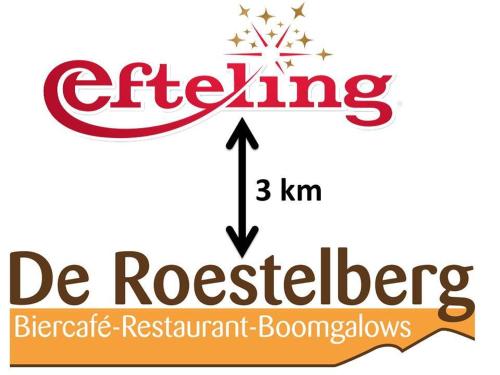 a logo for a brewery with the words celebrating km bicycle restaurant boomerangs at Boomgalows De Roestelberg in Kaatsheuvel