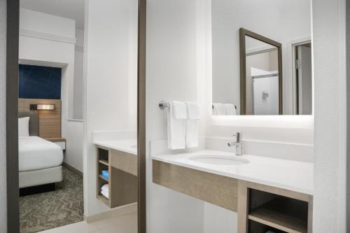 a bathroom with a sink and a mirror at SpringHill Suites by Marriott Annapolis in Annapolis