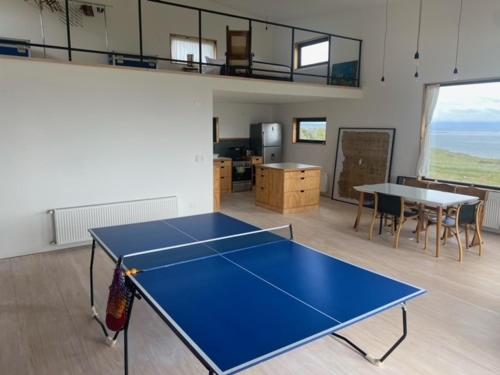 a ping pong table in a room with a ping pong ball at Look Out - Loft in Puerto Natales