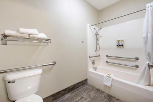 La salle de bains est pourvue d'une douche et de toilettes. dans l'établissement Best Western PLUS Walla Walla Suites Inn, à Walla Walla