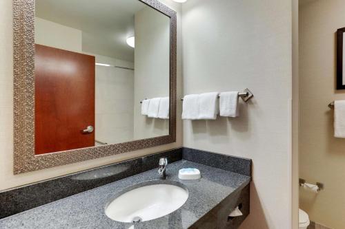 y baño con lavabo y espejo. en Drury Inn & Suites Independence Kansas City, en Blue Springs