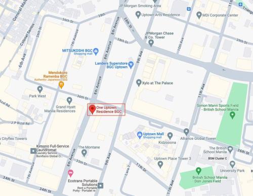 Un mapa de la ciudad de Berlín con lugares de interés en One Uptown Residences BGC, en Manila
