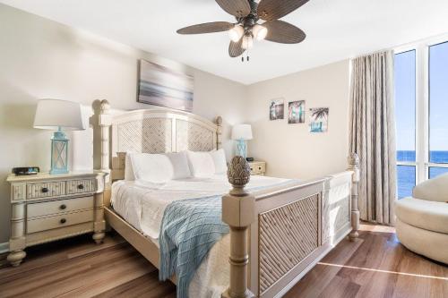 a bedroom with a bed and a ceiling fan at Perdido Sun 808 in Perdido Key