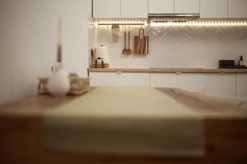 une cuisine avec un plan de travail dans une cuisine dans l'établissement PATRU Apartment, à Cluj-Napoca