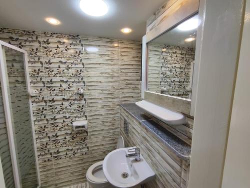 a bathroom with a toilet and a sink at Gardenia compound in Cairo