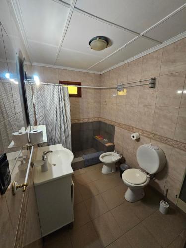 La salle de bains est pourvue de 2 toilettes et d'un lavabo. dans l'établissement El Condor Fueguino II, à Ushuaia