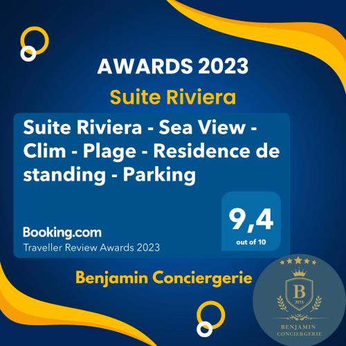 Suite Riviera - Sea View - Clim - 50M Plage - Residence de standing - Spacieux 180 M2 - Parking