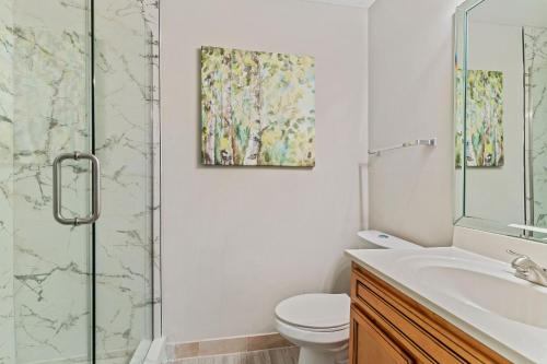 a bathroom with a shower and a toilet and a sink at G - Atlanta Luxury 1bdr 1bath ensuite shared Condo in prime location in Atlanta