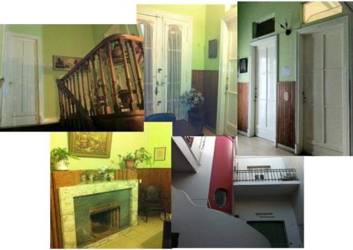 un collage di immagini di una stanza con scala di Hotel Cuba a Buenos Aires