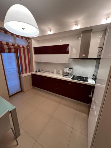Η κουζίνα ή μικρή κουζίνα στο Apartment on Arkhipenka with Panorama View
