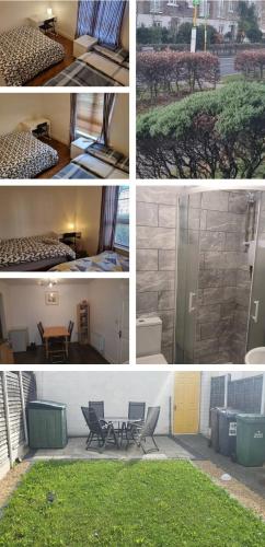 un grupo de cuatro fotos de una habitación con hierba en 1 Cozy Bedroom near Airport and city Centre 3people en Dublín