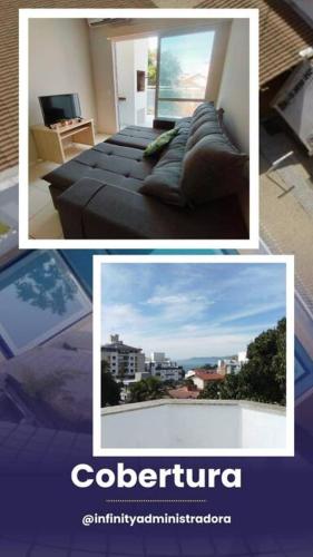 - deux photos d'un canapé dans le salon dans l'établissement Cobertura 302 vista mar Canasvieiras, à Florianópolis
