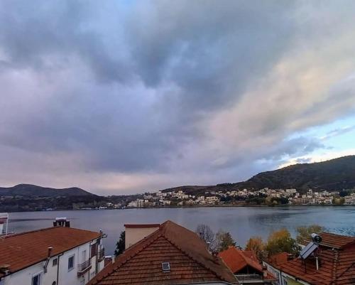 a view of a body of water with houses and buildings at Κομψό & πολυτελές νεοκλασικό στο κέντρο της πόλης in Kastoria