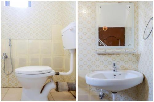 two pictures of a bathroom with a toilet and a sink at Goroomgo Elite Stay Bhubaneswar in Bhubaneshwar