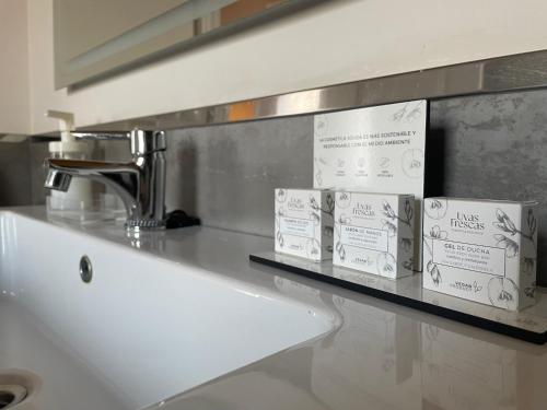 アーロにあるAPARTAMENTO CONDE DE HAROの洗面台付きカウンター