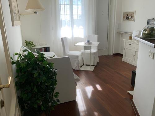un salon avec une table et une plante dans l'établissement Ca Bea, à Alassio
