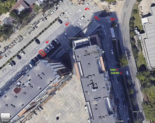 an overhead view of a city intersection with traffic at Silver ApartHotel in Bucharest