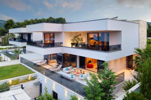 an aerial view of a house at Villas Lucy - 1 Lemon -outdoor pool , 2 Cherry-indoor pool and 3 Plum-outdoor pool in Marina