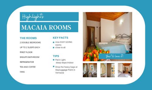 a catalogue of a hotel room with a bedroom and a bed at Macaia Room #1 Vernazza in Vernazza