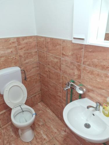 a bathroom with a toilet and a sink at APARTMAN SARAJEVO DVOKREVETNI-dvije osobe in Sarajevo