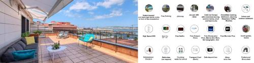 a page of a brochure with a view of a balcony at Atico Lujo Costa Vasca Bilbaoterraza mar jacuzi in Santurce