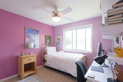 a bedroom with a bed and a ceiling fan at Gorgeous! Nicest Part of San Jose, Almaden in San Jose