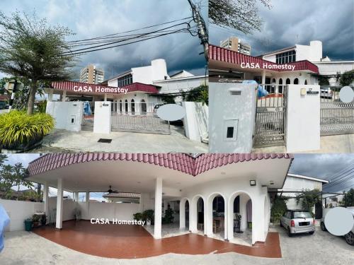 a collage of three pictures of a house at CASA Homestay in Batu Pahat