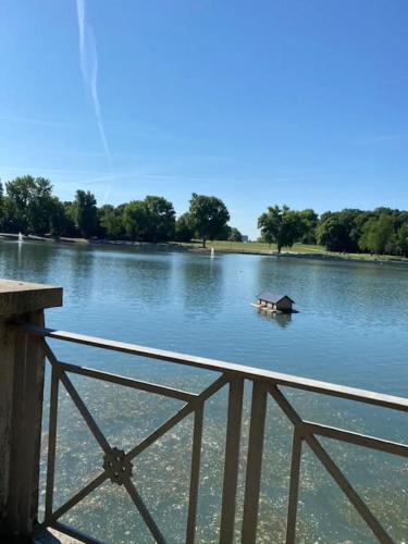 a small house in the middle of a lake at urban-studios-cologne I studio in Cologne