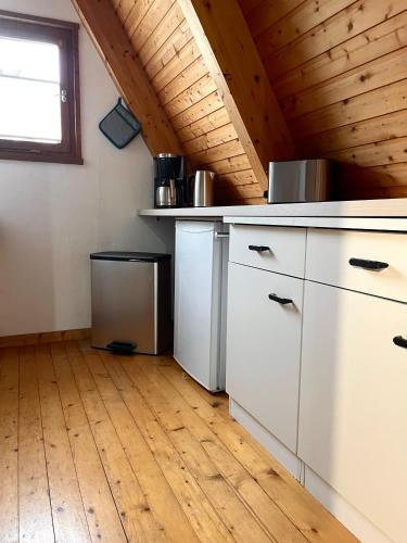 Dapur atau dapur kecil di Nur-Dach-Haus am Alfsee