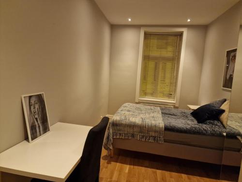 - une chambre avec un lit et une fenêtre dans l'établissement Central and modern, à Oslo