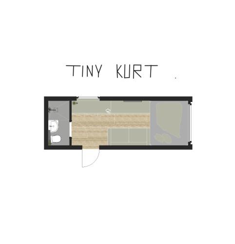 a floor plan of a tiny kitchen and living area at Uiferhäuser in Illmitz