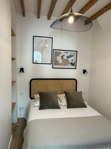 1 dormitorio con 1 cama grande en una habitación en Notre-Dame de Paris - Ile de la Cité en París