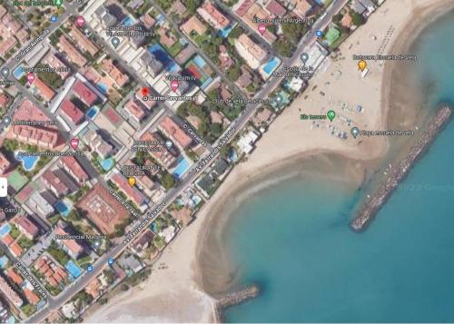 a map of a beach next to a body of water at Apartamento Escuela de Vela REF. 026 in Benicàssim