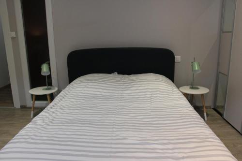 Posteľ alebo postele v izbe v ubytovaní joli 2 pièces avec cour privée