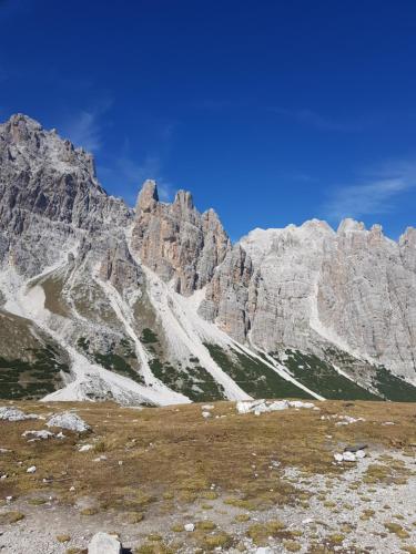 a view of a mountain with snow on it at Appartamento Comelico Dolomiti in Candide